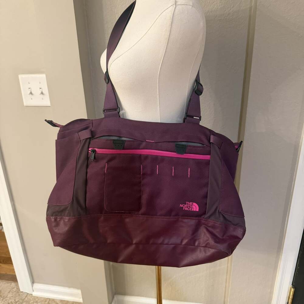 The North Face Plum Purple Laptop Tote Travel Work Bag Missing Crossbody Strap